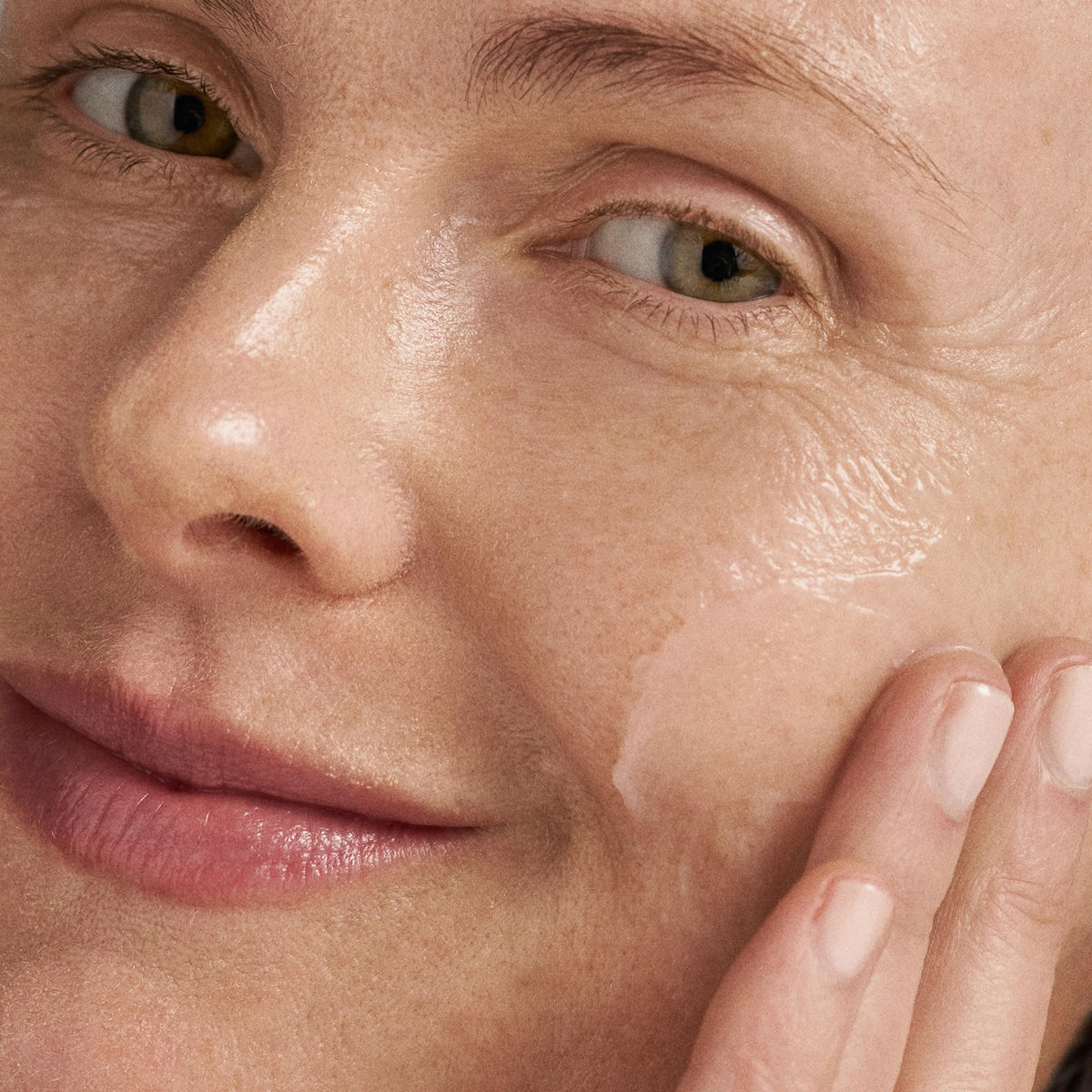 Dermalogica cleanser applied to hands to show easy rinsing and removal