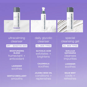 Dermalogica gel-cream texture close-up showing gentle, non-foaming formula