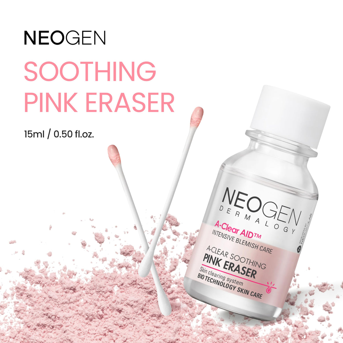 DERMALOGY by NEOGENLAB open jar with visible pink calamine powder texture for targeted use