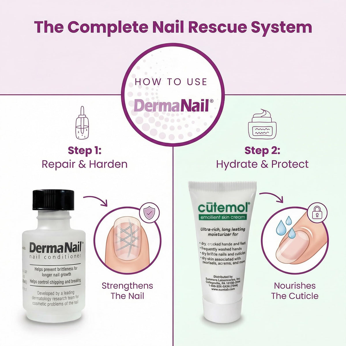 DermaNail strengthener brush applying thin protective coat for resilience