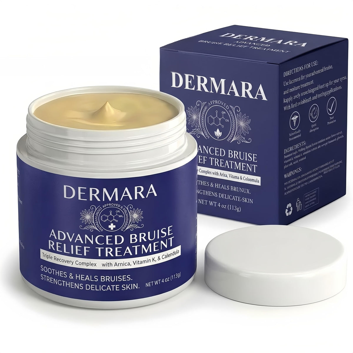 Dermara front packaging 4 oz showing product and branding for targeted bruise care