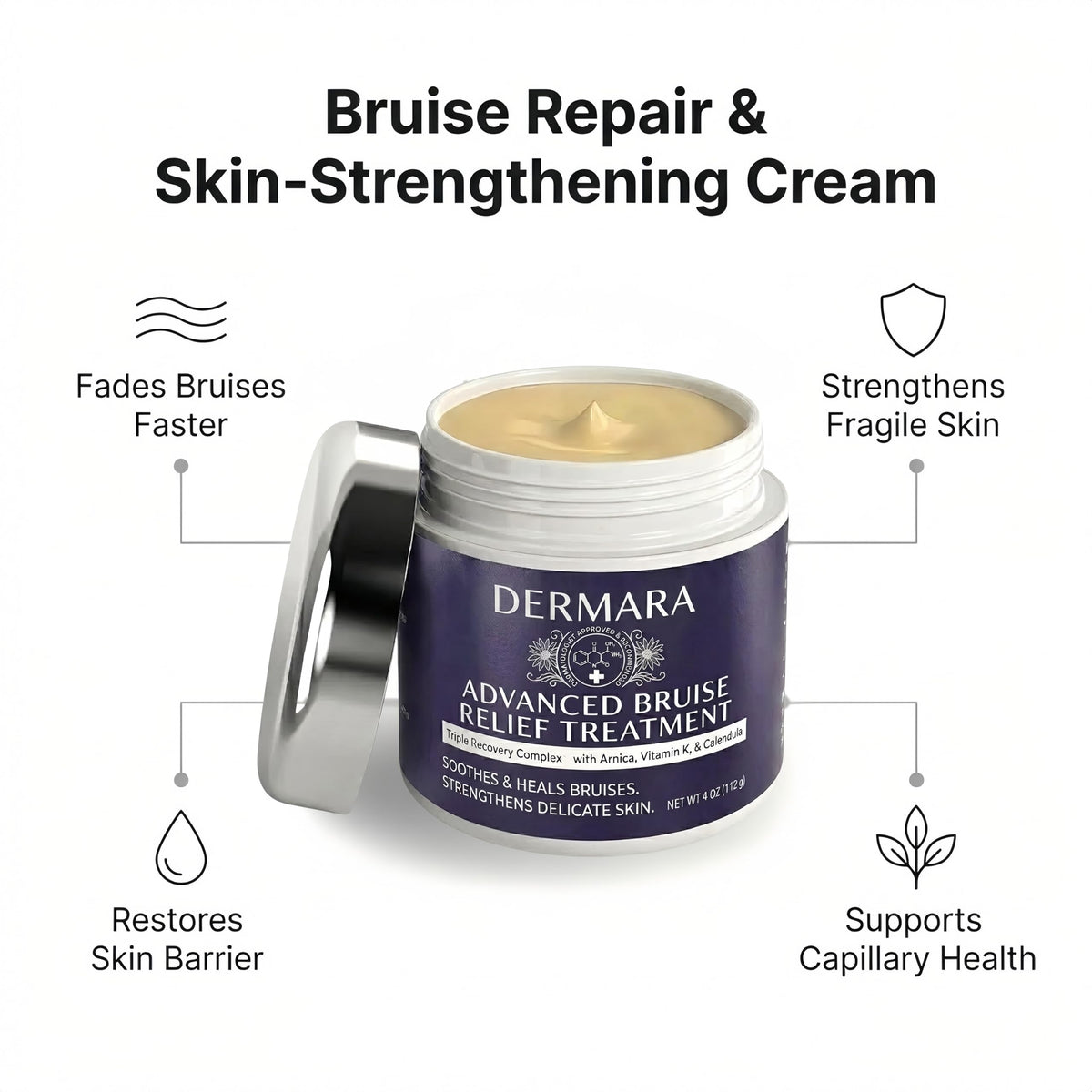 Dermara open jar texture close-up showing creamy non-greasy formula for quick absorption