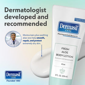 Dermasil aloe being applied to hand to show smooth non-greasy finish
