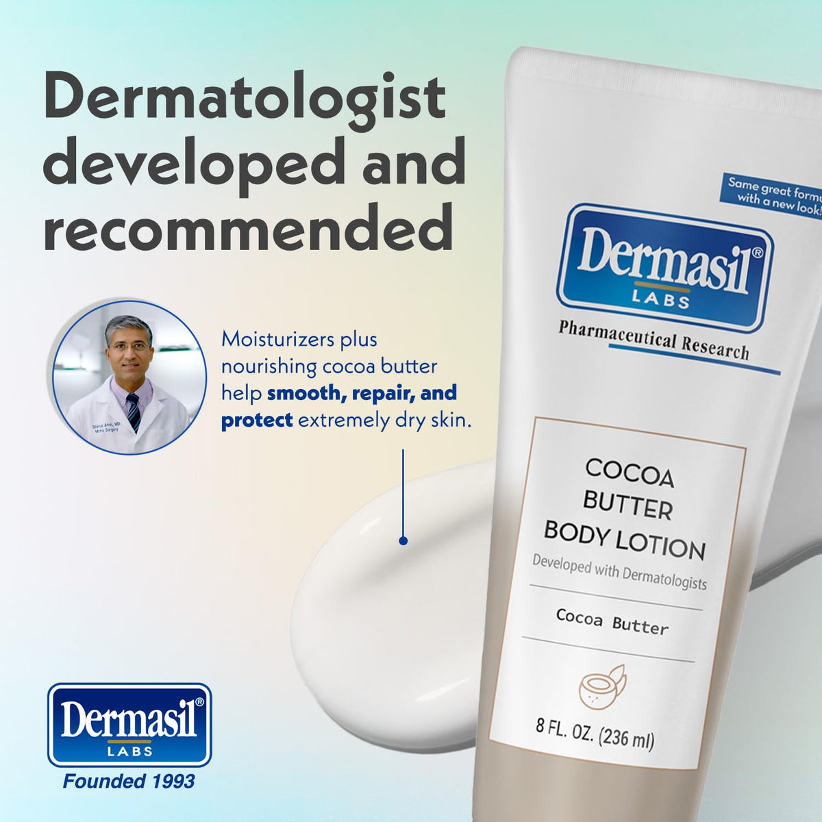 Dermasil bottle label close-up highlighting ingredient benefits