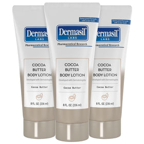 Dermasil front packaging showing cocoa butter lotion and benefits
