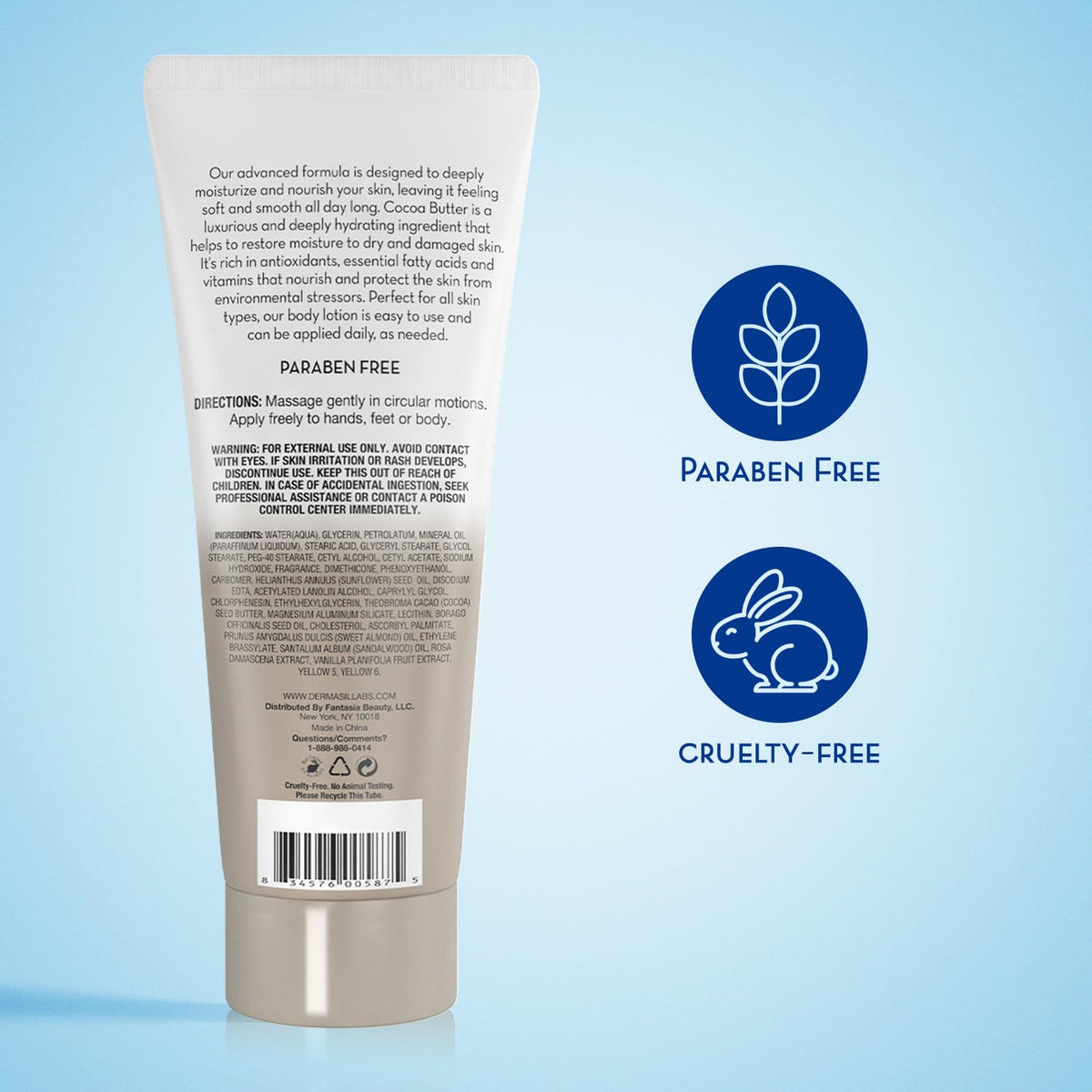 Dermasil pump dispensing lotion texture for quick absorption