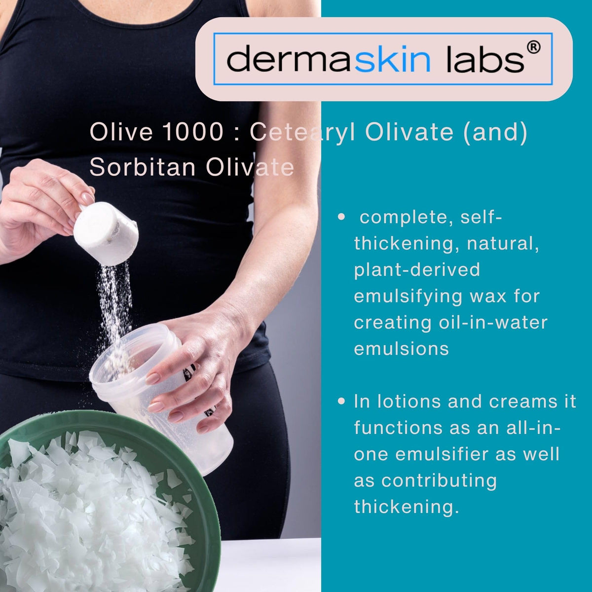Dermaskin Labs close-up texture of Olive 1000 wax demonstrating smooth meltability