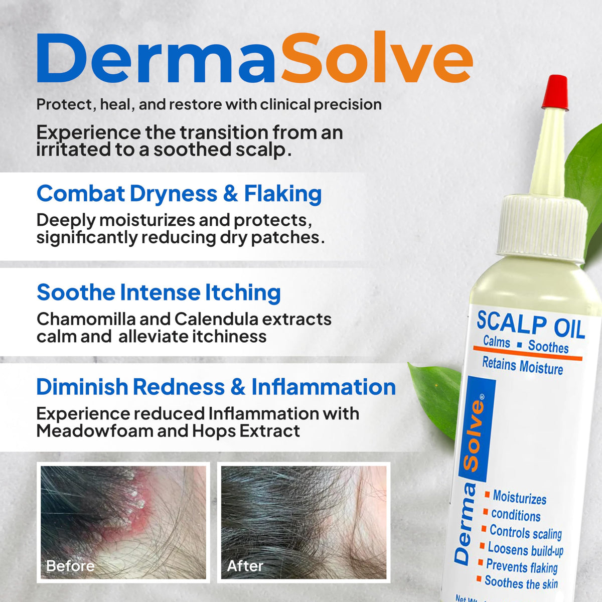 Dermasolve close-up of oil texture highlighting lightweight, nourishing formula