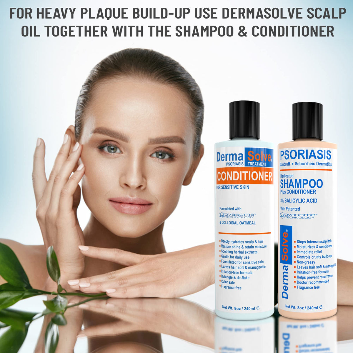 Dermasolve conditioner being dispensed to show moisturizing, soothing texture