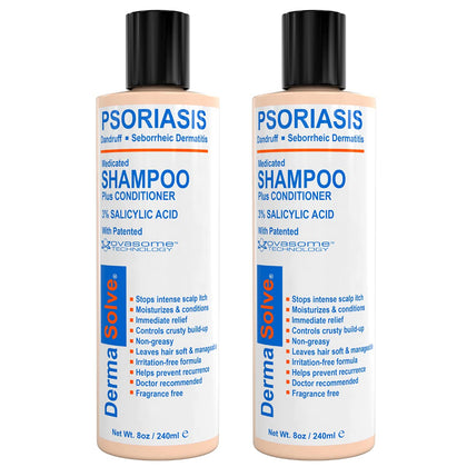 Dermasolve front packaging two-bottle set showing product benefits and relief