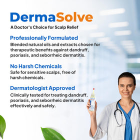 Dermasolve bottle in hand for scale comparison and portion guidance