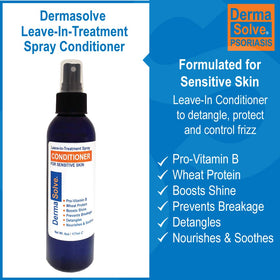 Dermasolve spray action misting onto hair for lightweight hydration