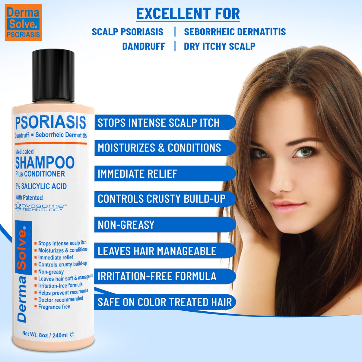Dermasolve shampoo foam texture demonstrating gentle lather and cleansing