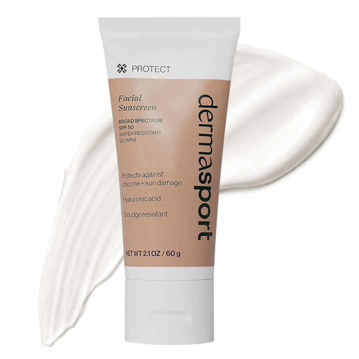 DERMASPORT front packaging showing SPF 50 and athletic design benefits