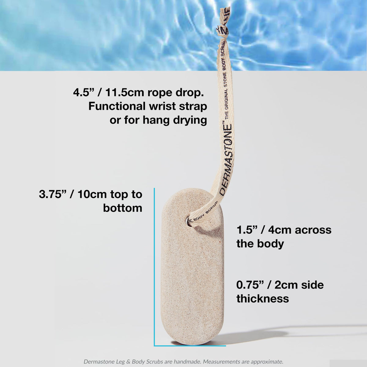Dermastone with instruction card demonstrating safe use and care guidance