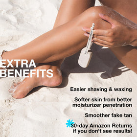 Dermastone in shower exfoliating lower legs for smoother, even toned skin