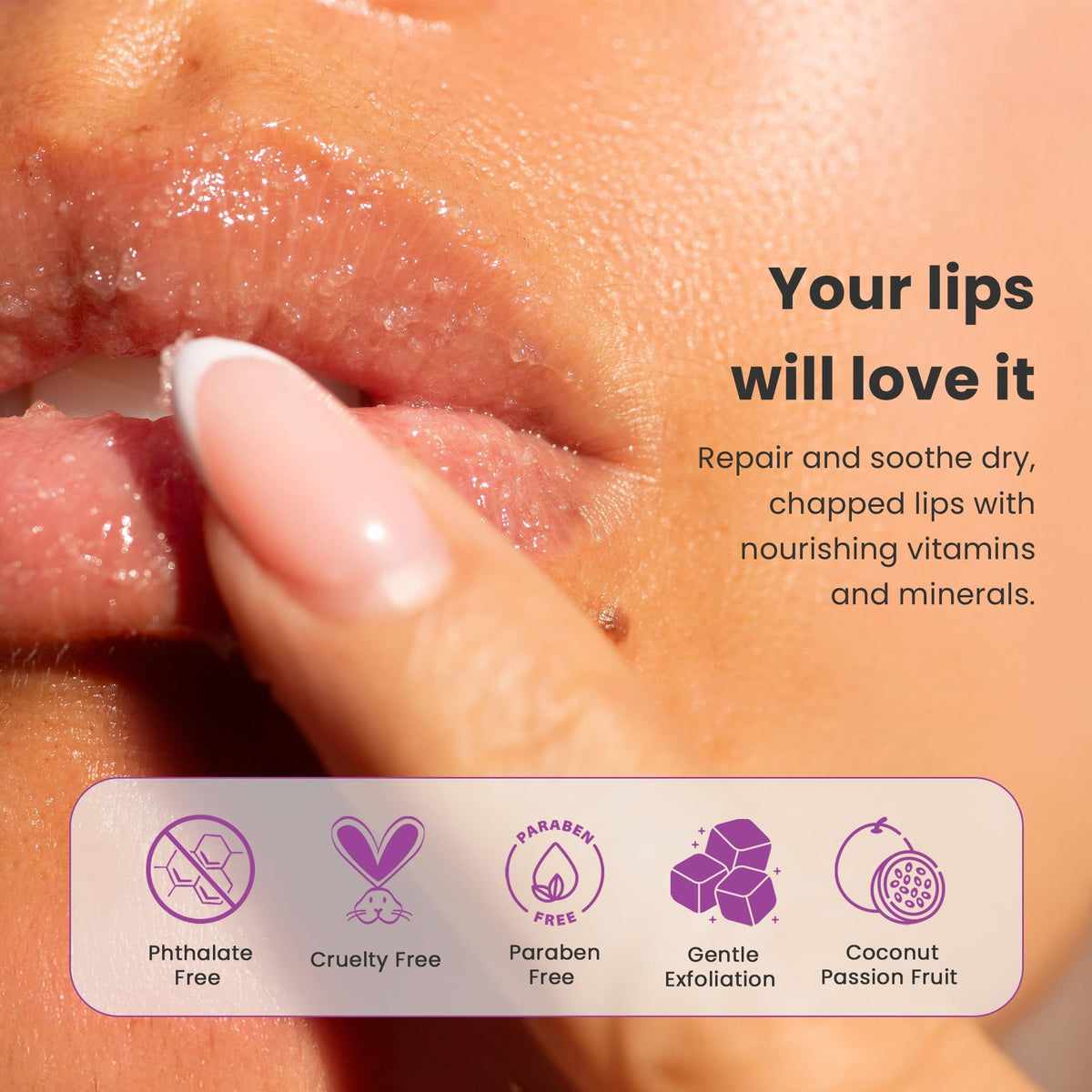 Dermasuri fingertip applying scrub demonstrating easy, precise use