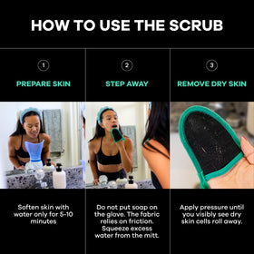 Dermasuri mitt on dry skin before moisturize showing smoothing benefit
