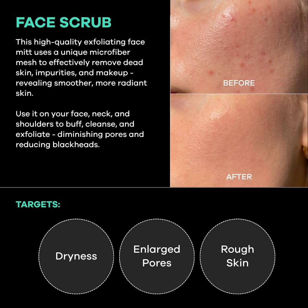 Dermasuri mitt held in hand showing scale and easy grip benefit