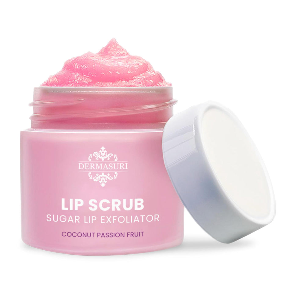 Dermasuri front jar showing coconut passion fruit flavor and compact benefit