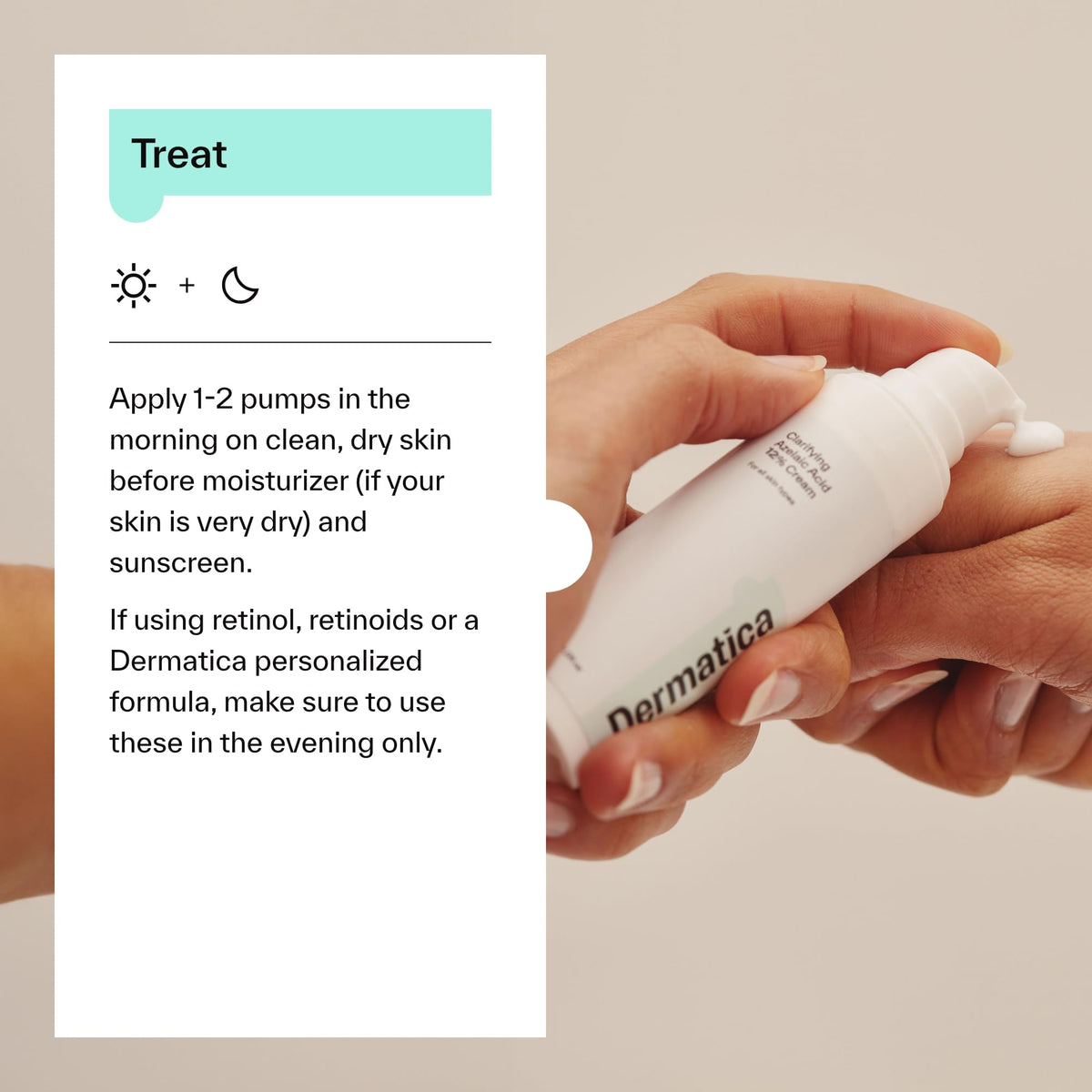 Dermatica ingredient label close-up showing 12% azelaic acid clarity