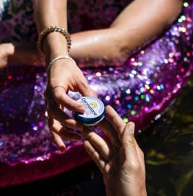 DERMATONE balm applied on lips demonstrating soothing, protective finish