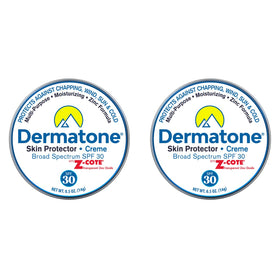 DERMATONE front tin showing compact sunscreen balm for travel protection