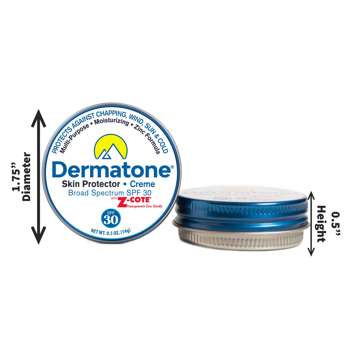 DERMATONE two-tin pack arrangement illustrating convenient backup supply