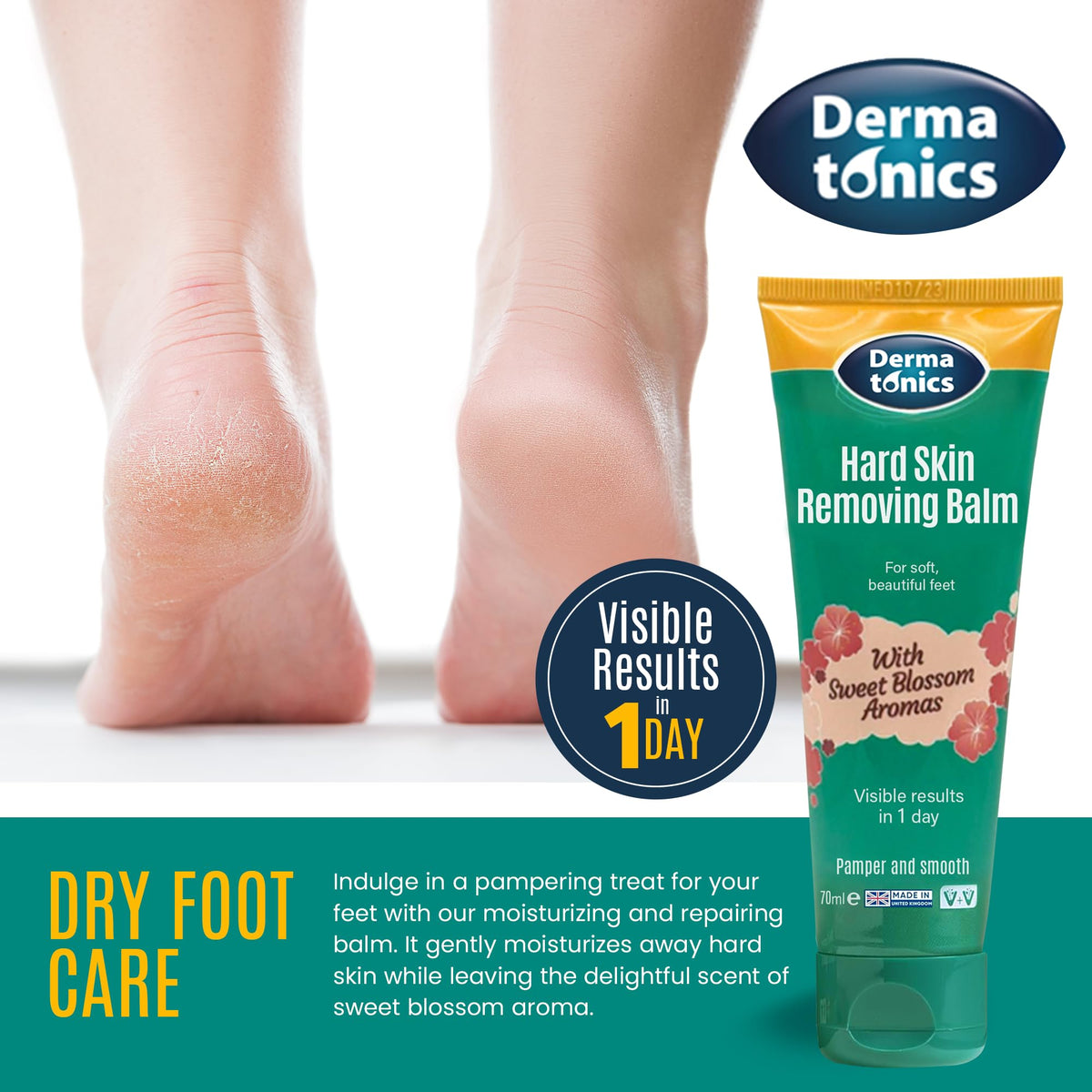 Dermatonics label close-up listing 10% urea and plant-based ingredients benefit