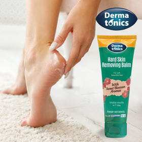Dermatonics tube next to hand to show 2.37 fl oz size and portability benefit