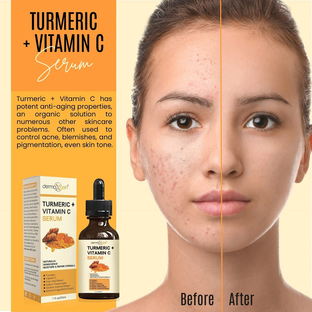 DERMAXGEN serum applied to cheek showing smooth finish and nourishment