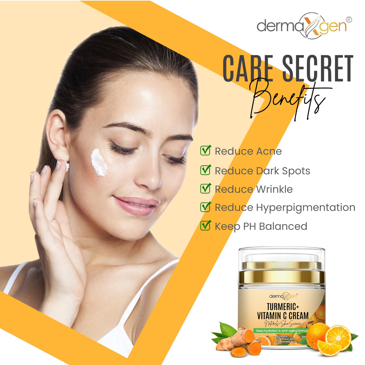 DERMAXGEN ingredients flatlay with turmeric and botanicals for nourishment
