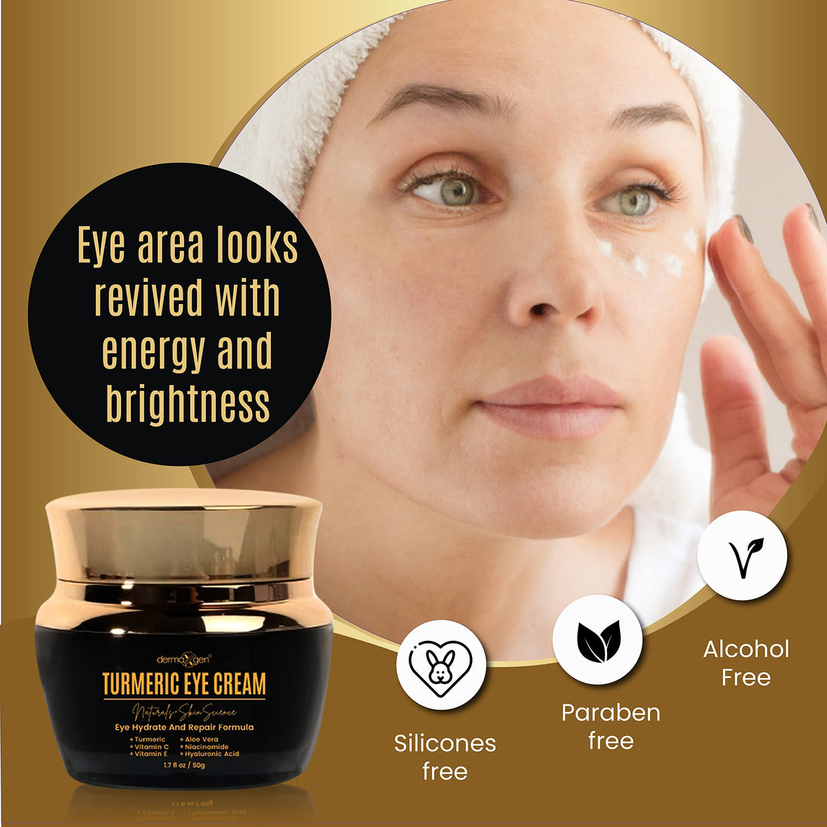 DERMAXGEN vitamin c ingredients display showing radiance-boosting support