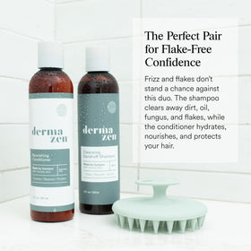 Dermazen 8oz bottle next to common items to show true size and portability