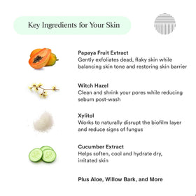 Dermazen ingredient panel showing botanical and enzyme components