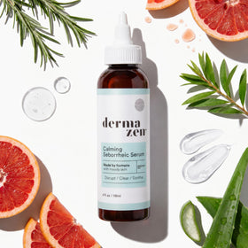 Dermazen serum on bathroom shelf in lifestyle setting for daily use convenience