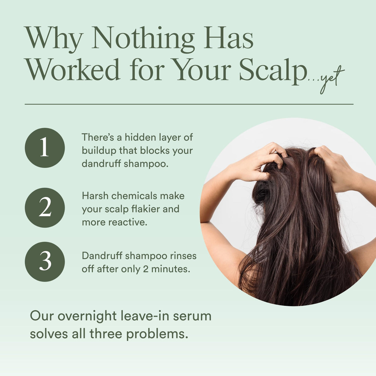 Dermazen serum applied to scalp to soothe flakes and reduce itch