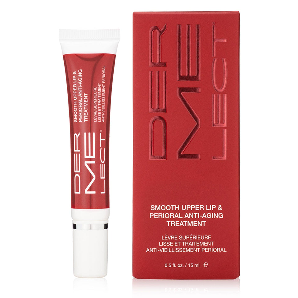 Dermelect front packaging showing cream tube and benefit of targeted lip smoothing
