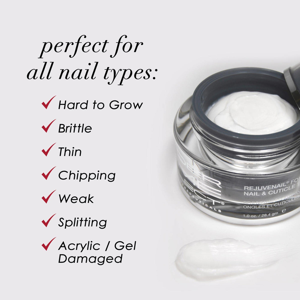Dermelect cream on fingertip ready to apply for targeted cuticle hydration