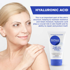 Dermend cream spread on hand to show quick absorption and immediate hydration benefit