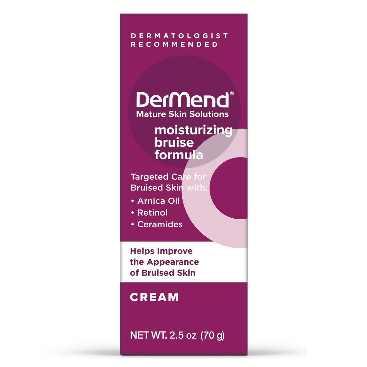 Dermend front tube 2.5 oz showing packaging and product name benefits