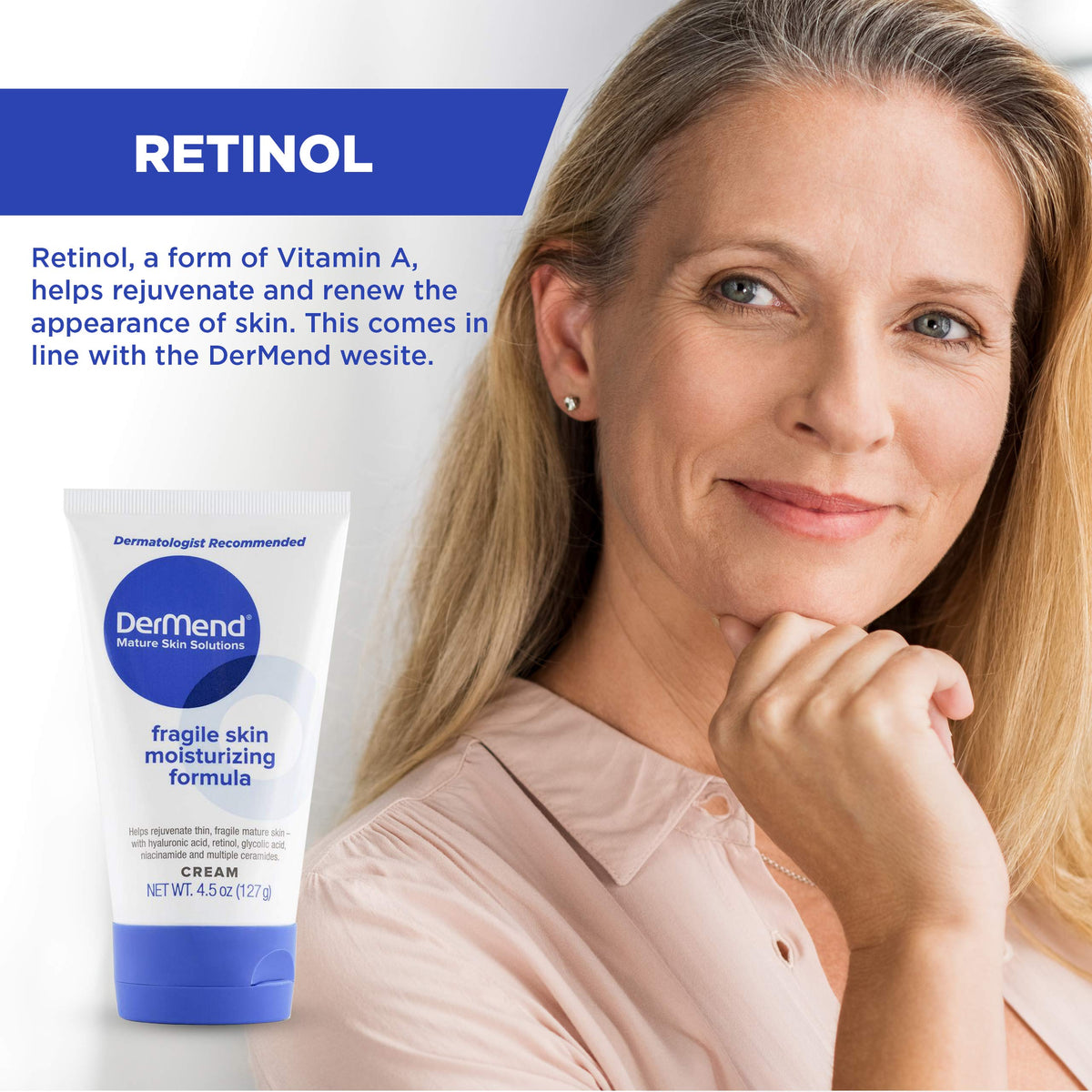Dermend 4.5 oz tube next to a common item to show true size and travel-friendly portability