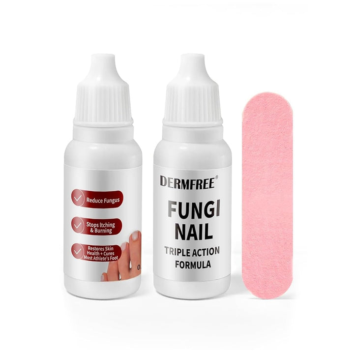 DERMFREE front packaging showing compact two-piece set and easy storage benefit