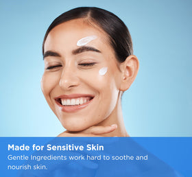 Dermgentle face moisturized after use displaying calm, hydrated skin finish