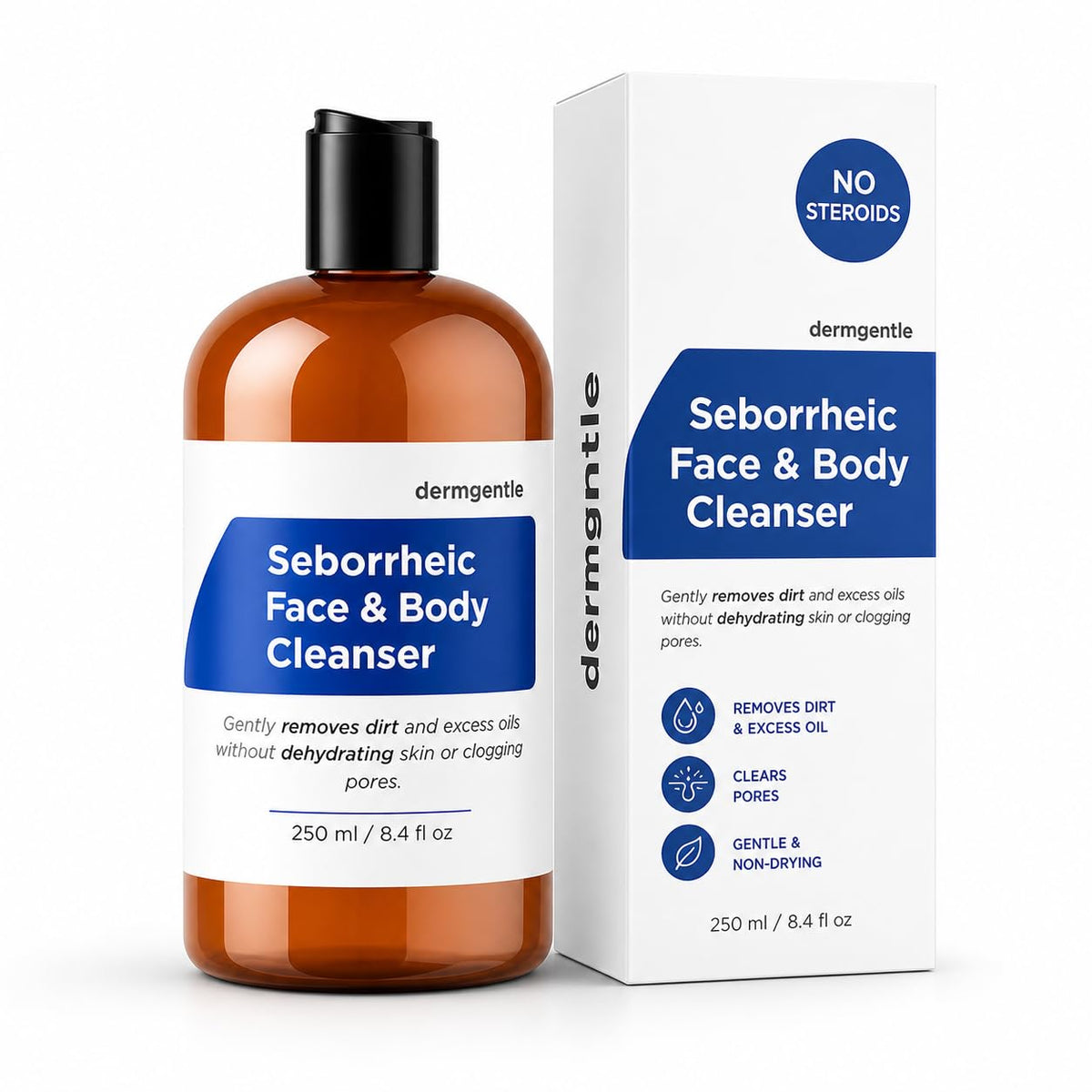 Dermgentle front bottle view showing clean label and product benefits