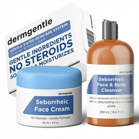 Dermgentle front packaging kit showing both cleanser and cream for gentle care