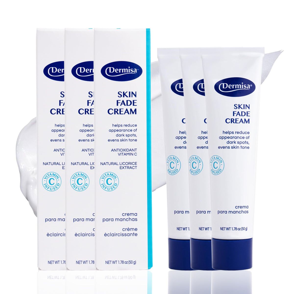 Dermisa front packaging showing product and benefits for brighter skin