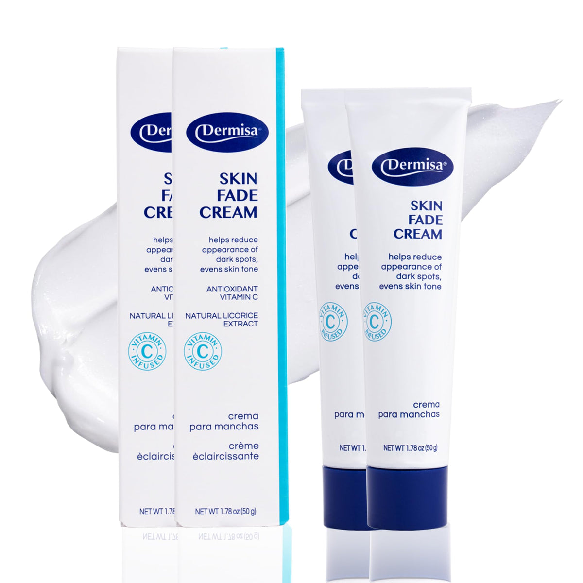 Dermisa front packaging showing product tube and brightening benefit