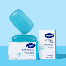 Dermisa glycerin bar held in hand illustrating compact travel-ready convenience