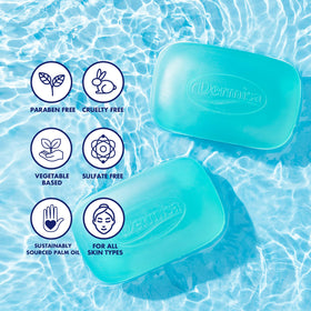 Dermisa glycerin bar with aloe vera leaf emphasizing natural calming ingredient benefits